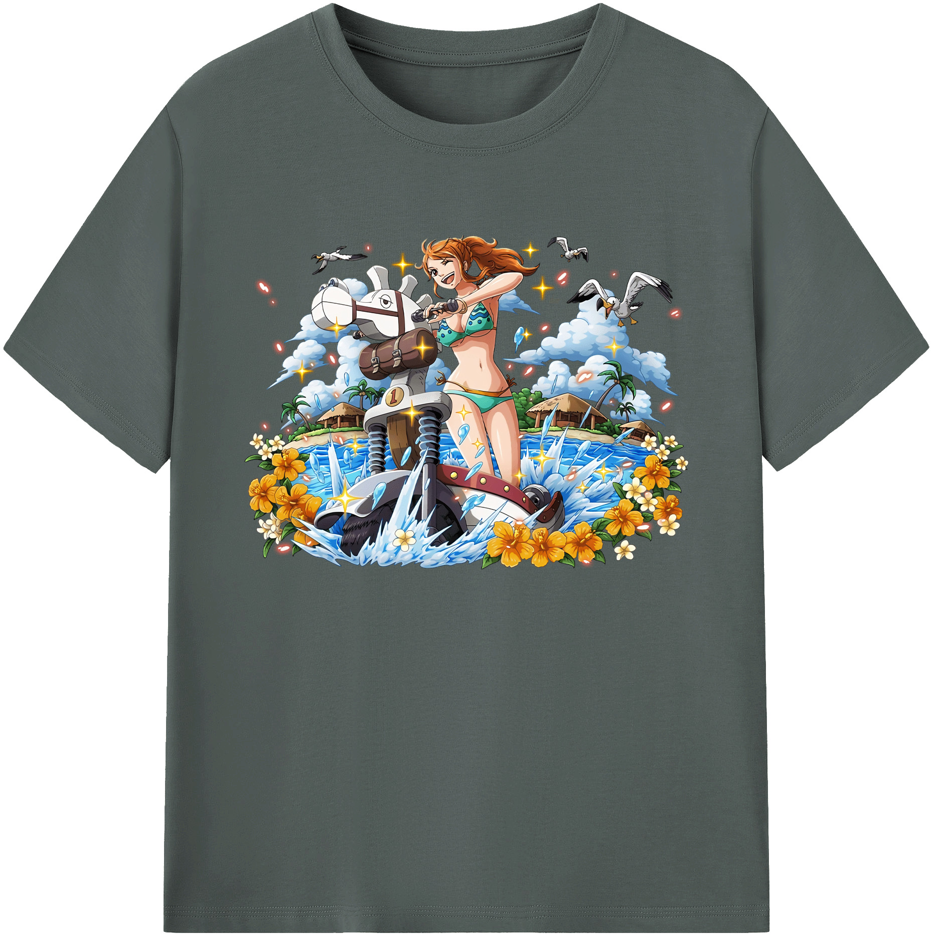 ワンピース ナミ ONE PIECE Nami 綿100％ メンズ半袖Tシャツ｜肌触りやわらか＆通気性